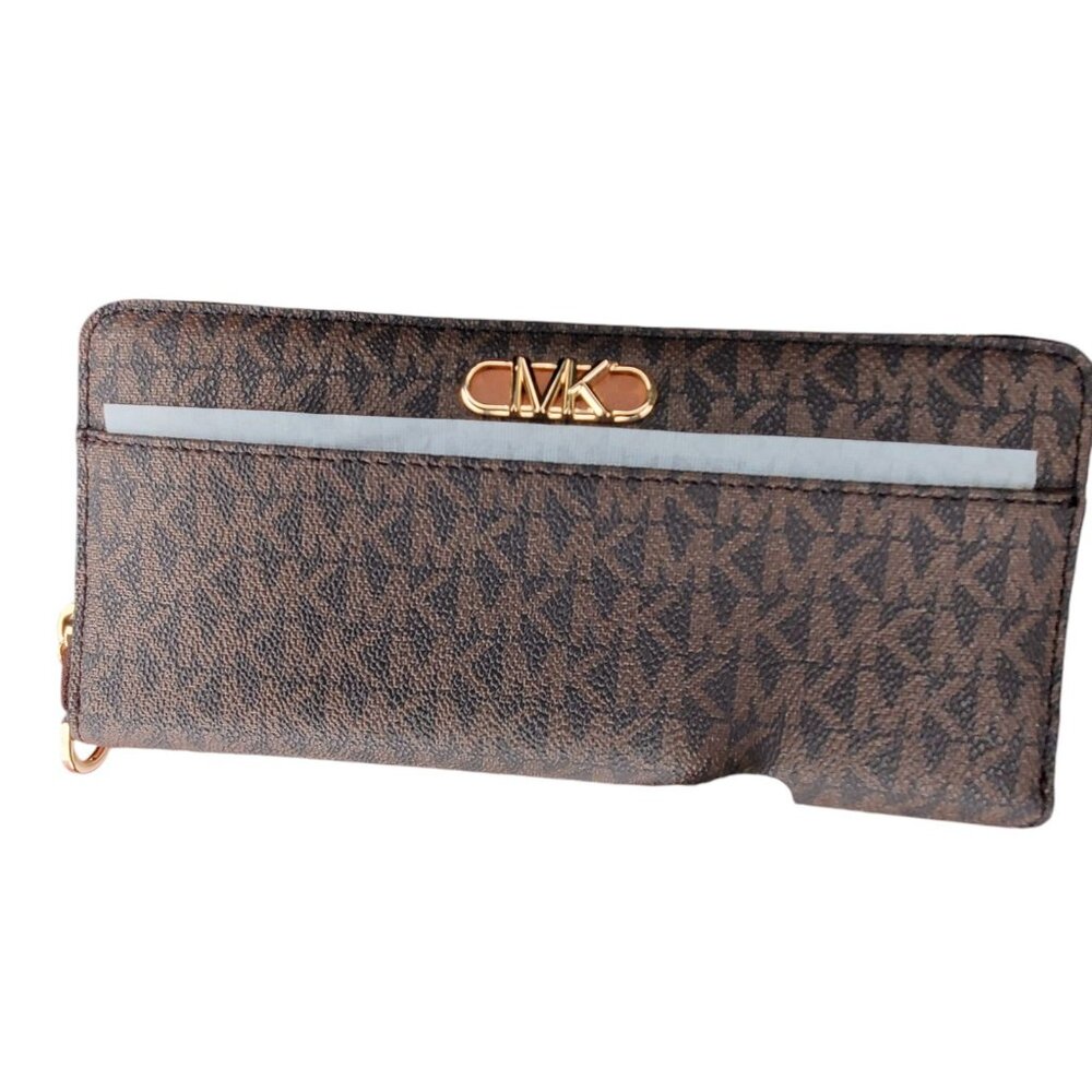 Michael Kors Womens Parker Brown/Acorn LG Wallet Continental Clutch Purse $228